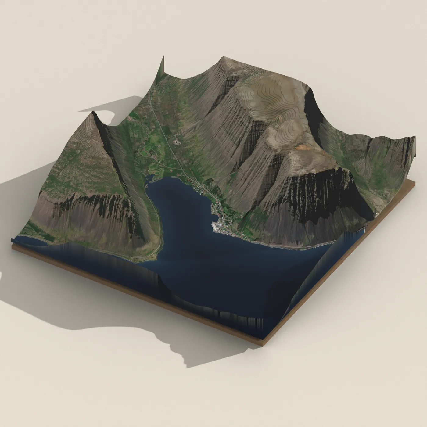Bíldudalur Camping Ground — 3D terrain render (no visitor photo yet)
