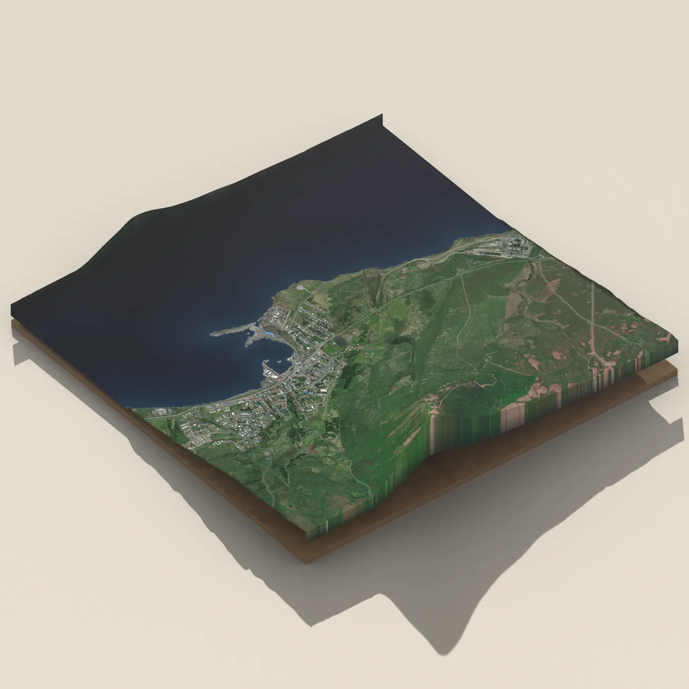 Húsavík 3D terrain render