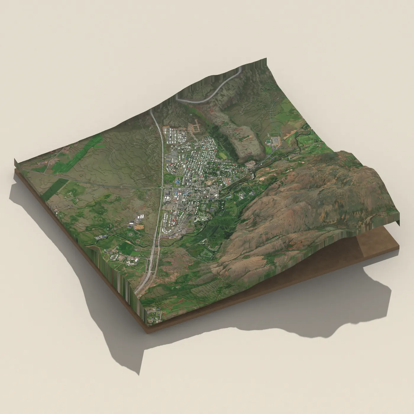 Hveragerði - Reykjamörk 3D terrain render