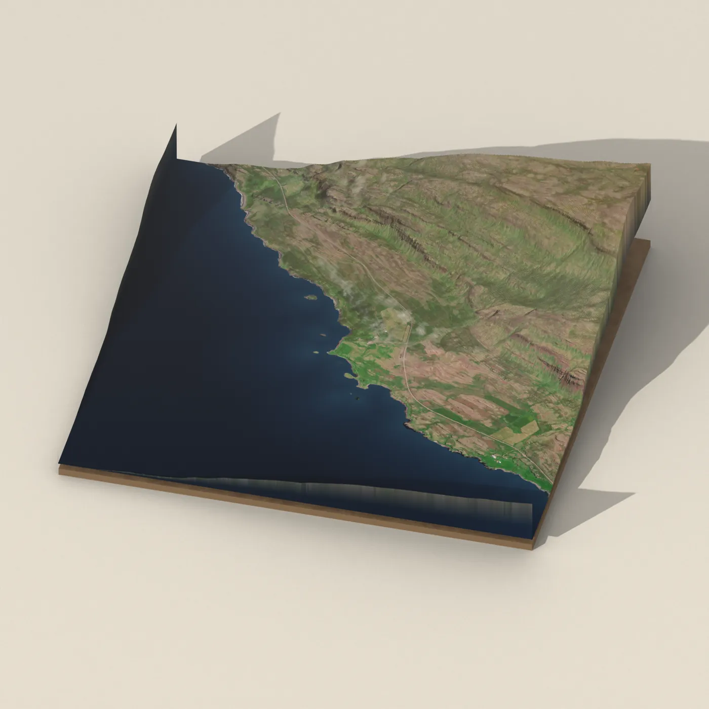 Tjaldsvæðið Illugastöðum (selaskoðunarstaður á Vatnsnesi) 3D terrain render