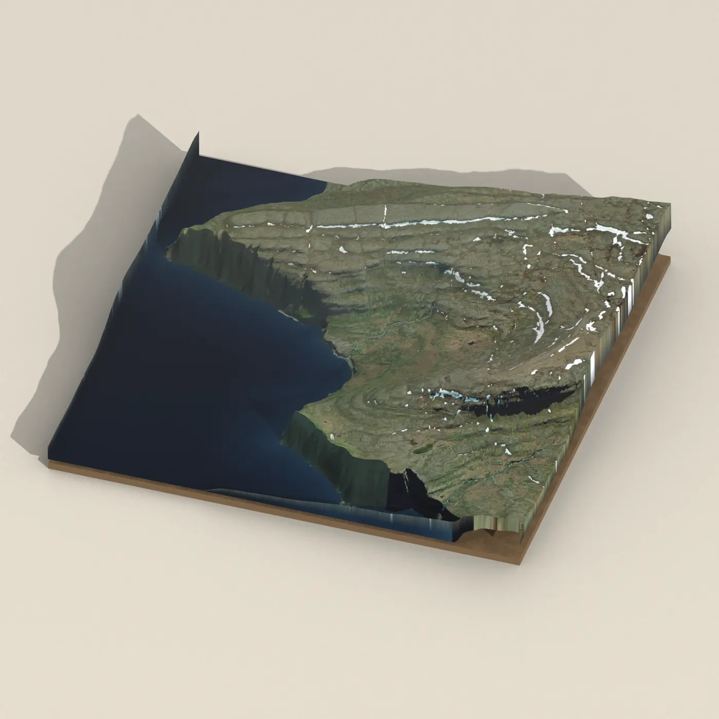 Smiðjuvík — 3D terrain render (no visitor photo yet)