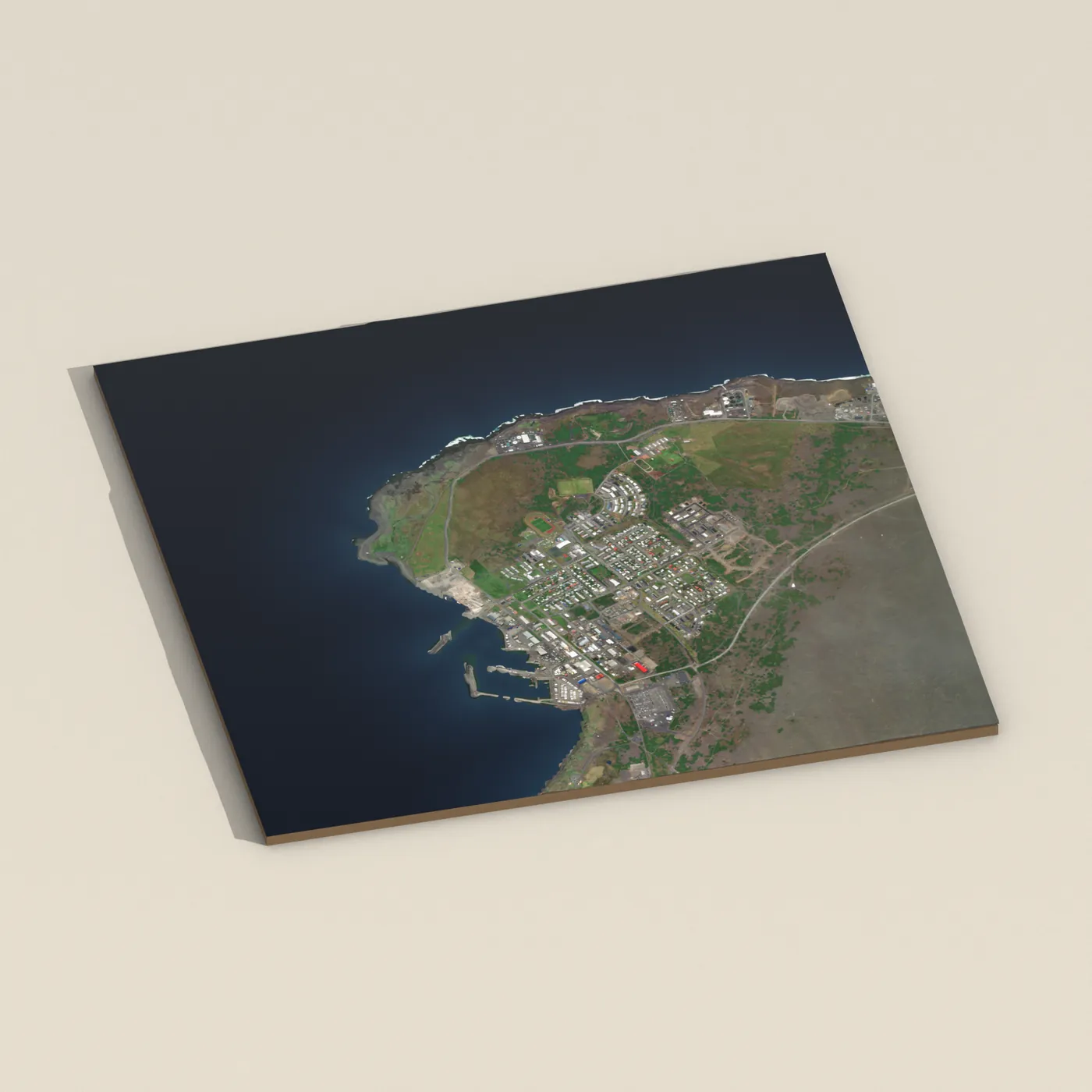 Tjaldsvæði Þorlákshafnar — 3D terrain render (no visitor photo yet)