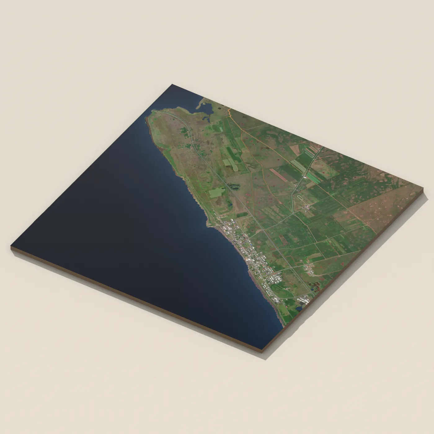 Tjaldsvæðið á Eyrarbakka — 3D terrain render (no visitor photo yet)