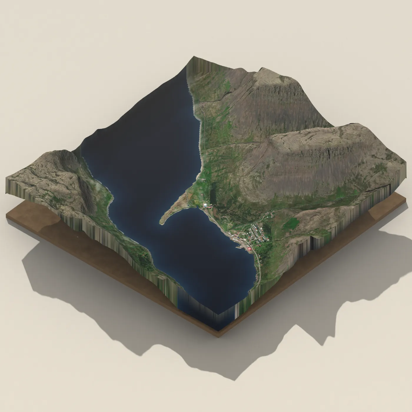 Tjaldsvæðið á Tálknafirði — 3D terrain render (no visitor photo yet)