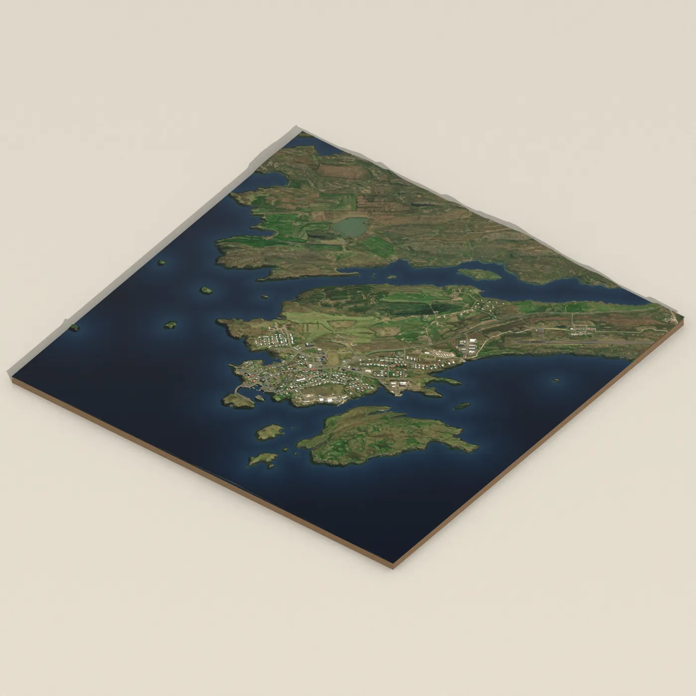 Tjaldsvæðið í Stykkishólmi — 3D terrain render (no visitor photo yet)