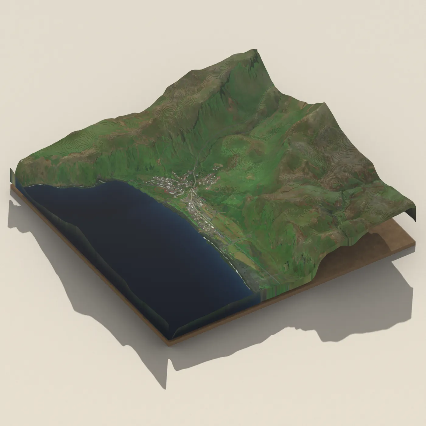 Tjaldsvæðið Vík í Mýrdal — 3D terrain render (no visitor photo yet)