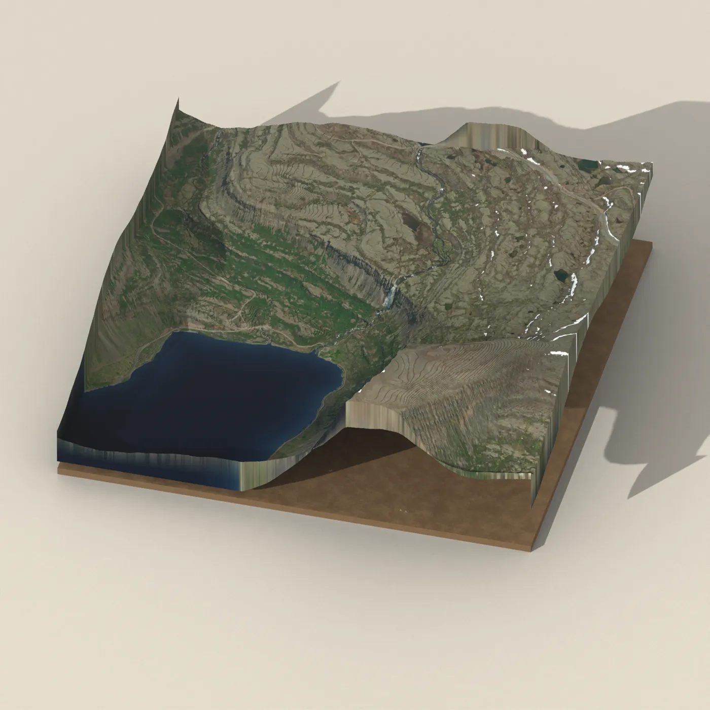 Dynjandislaug — 3D terrain render (no visitor photo yet)