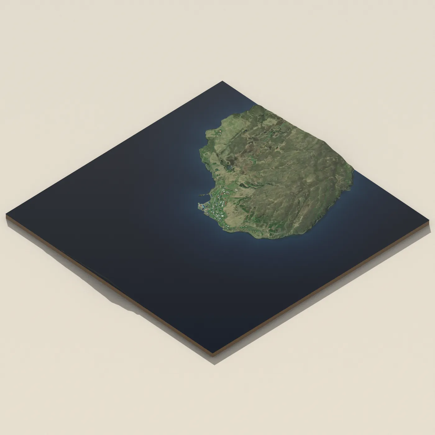 Geothermal hot spring near Akureyrarbær — 3D terrain render (no visitor photo yet)