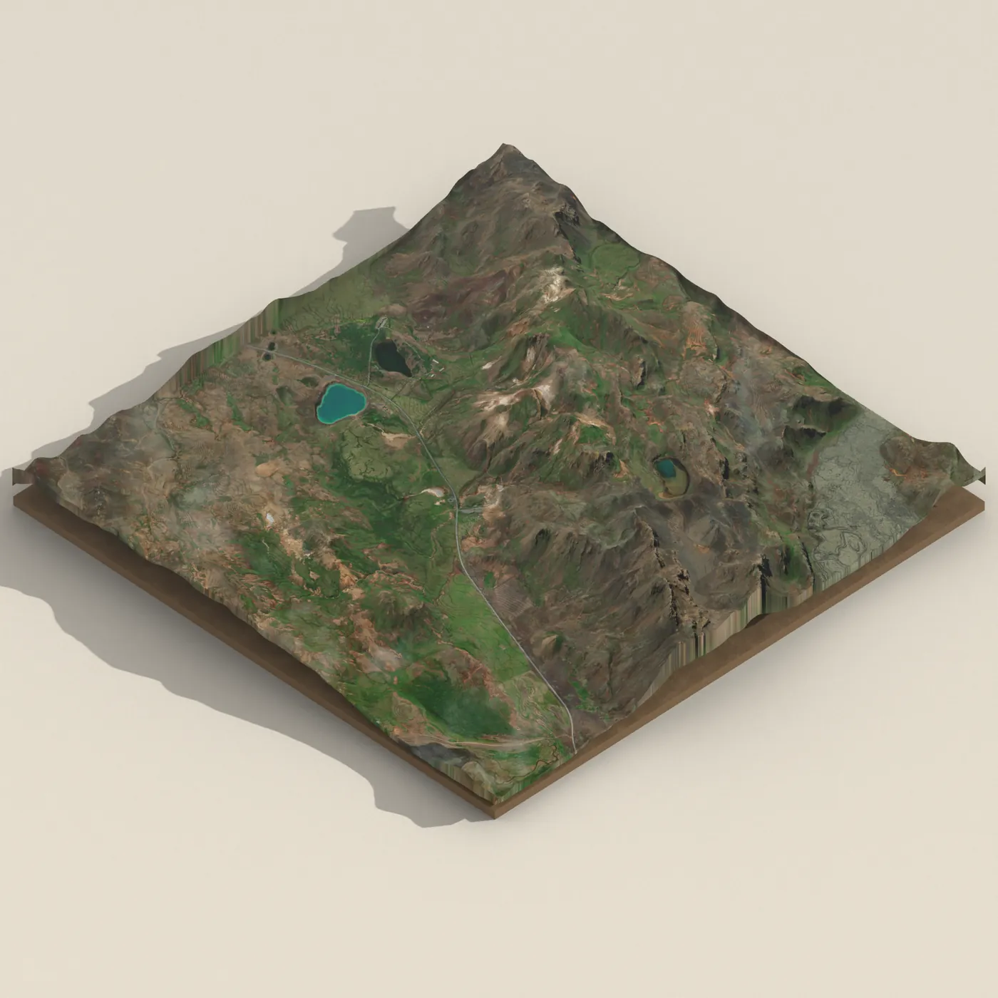Geothermal hot spring near Hafnarfjarðarkaupstaður 3D terrain render