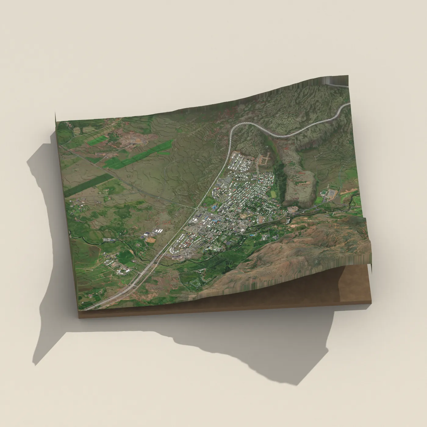 Geothermal hot spring near Hveragerðisbær — 3D terrain render (no visitor photo yet)