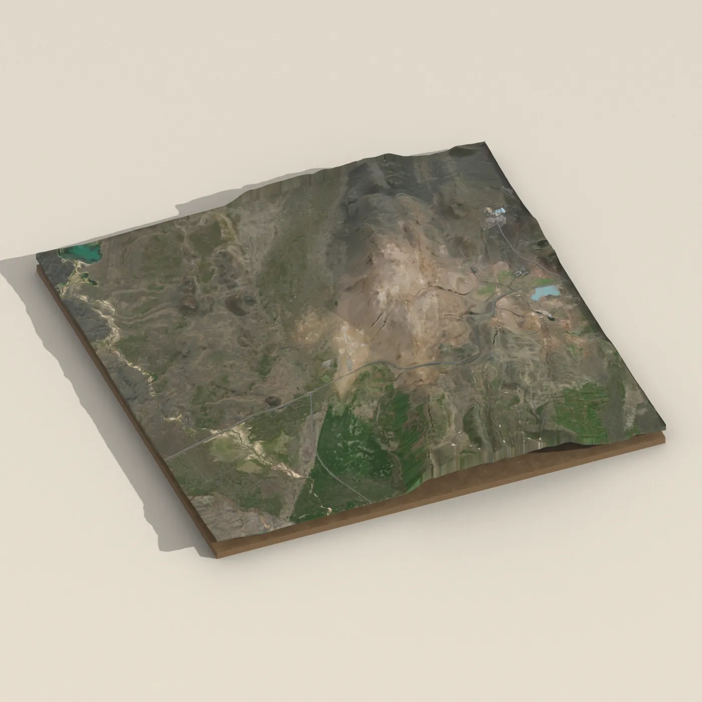 Geothermal hot spring near Þingeyjarsveit 3D terrain render