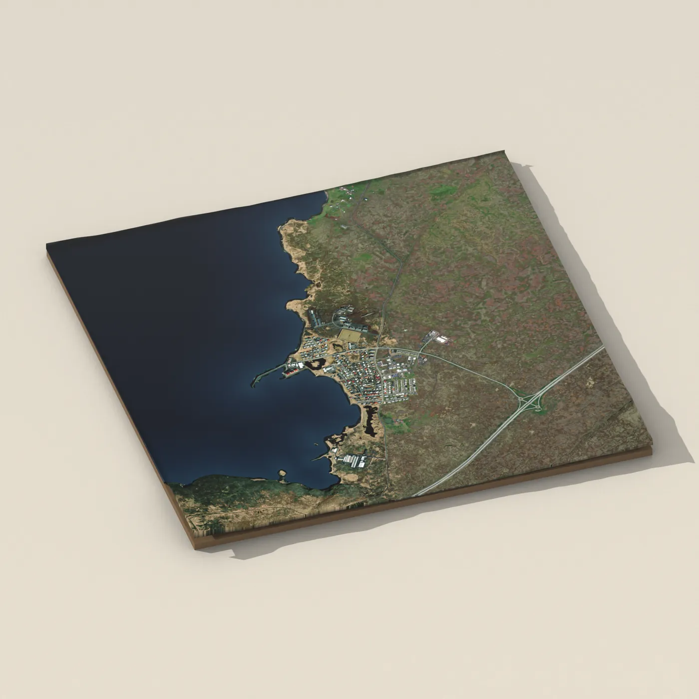 Geothermal hot spring near Vogar 3D terrain render