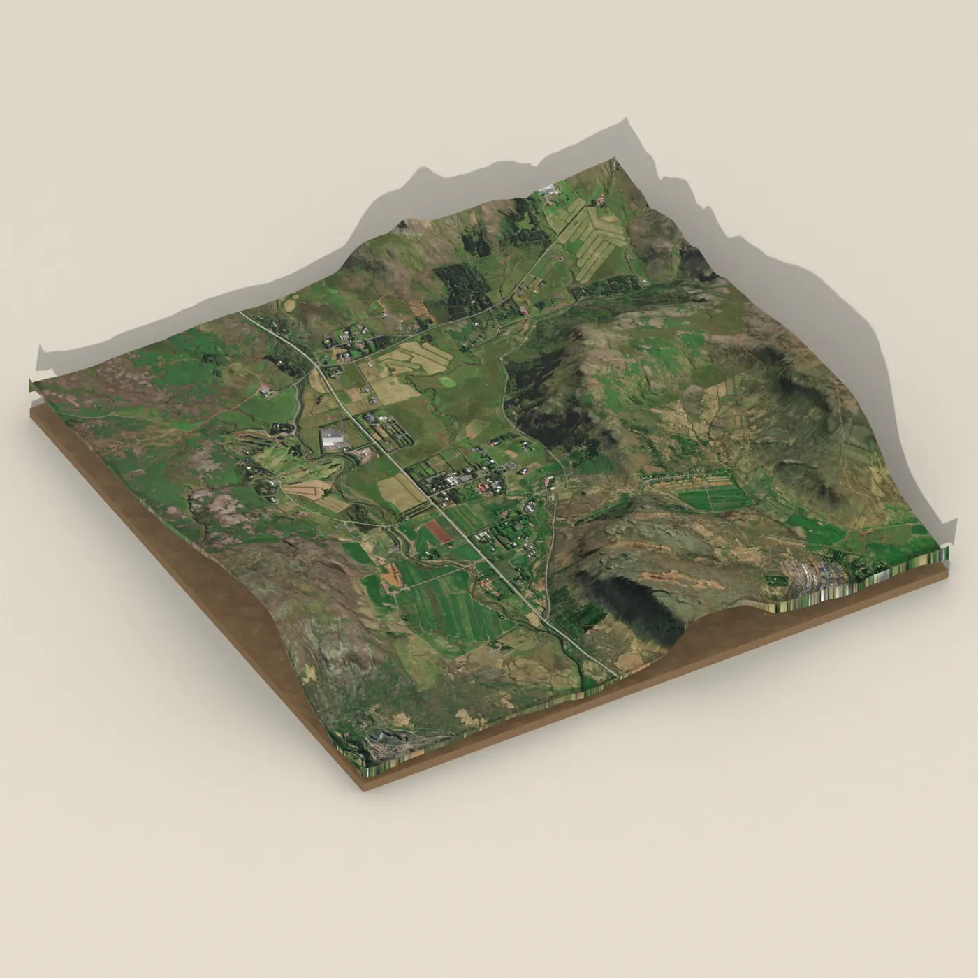 Natural hot pot near Mosfellsbær — 3D terrain render (no visitor photo yet)