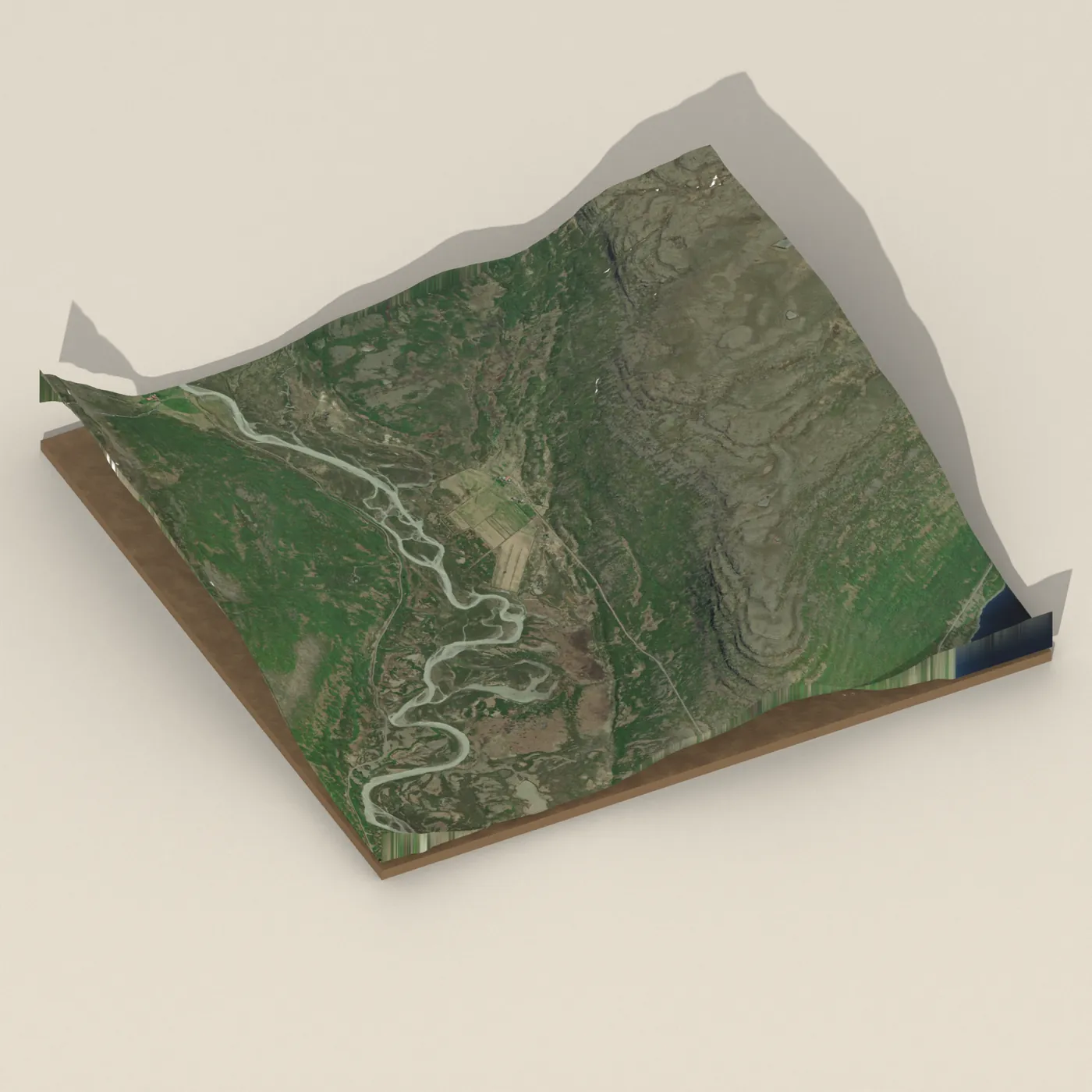 Natural hot pot near Strandabyggð — 3D terrain render (no visitor photo yet)