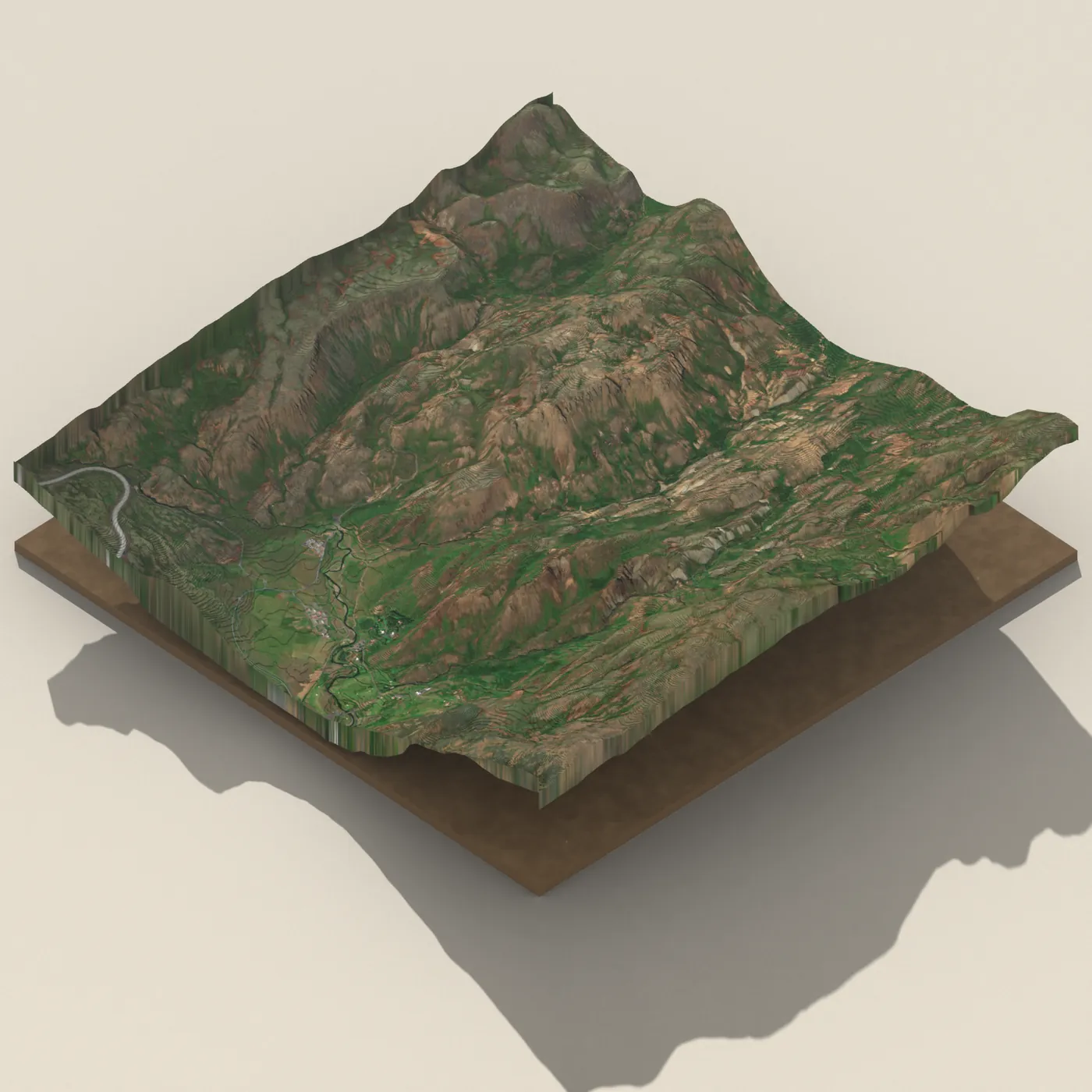 Reykjadalur Thermal River 3D terrain render