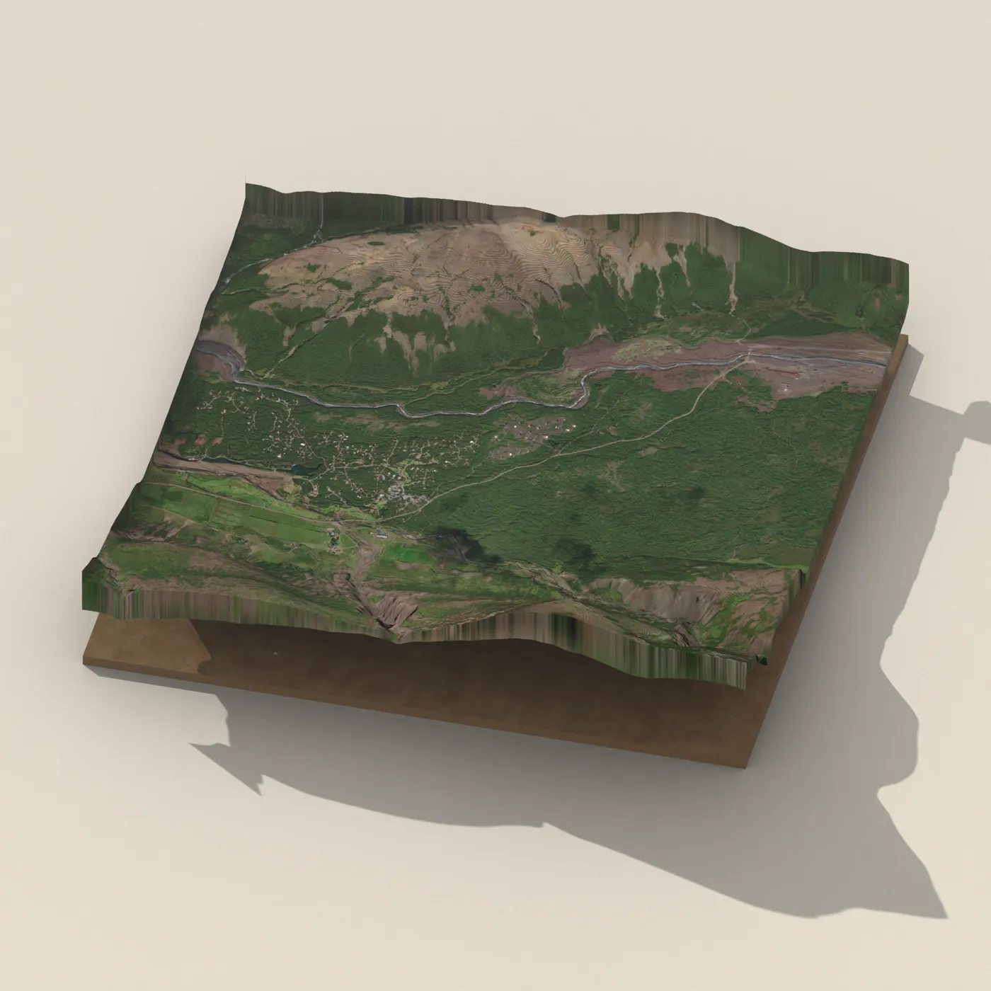 Húsafell Canyon Baths — 3D terrain render (no visitor photo yet)