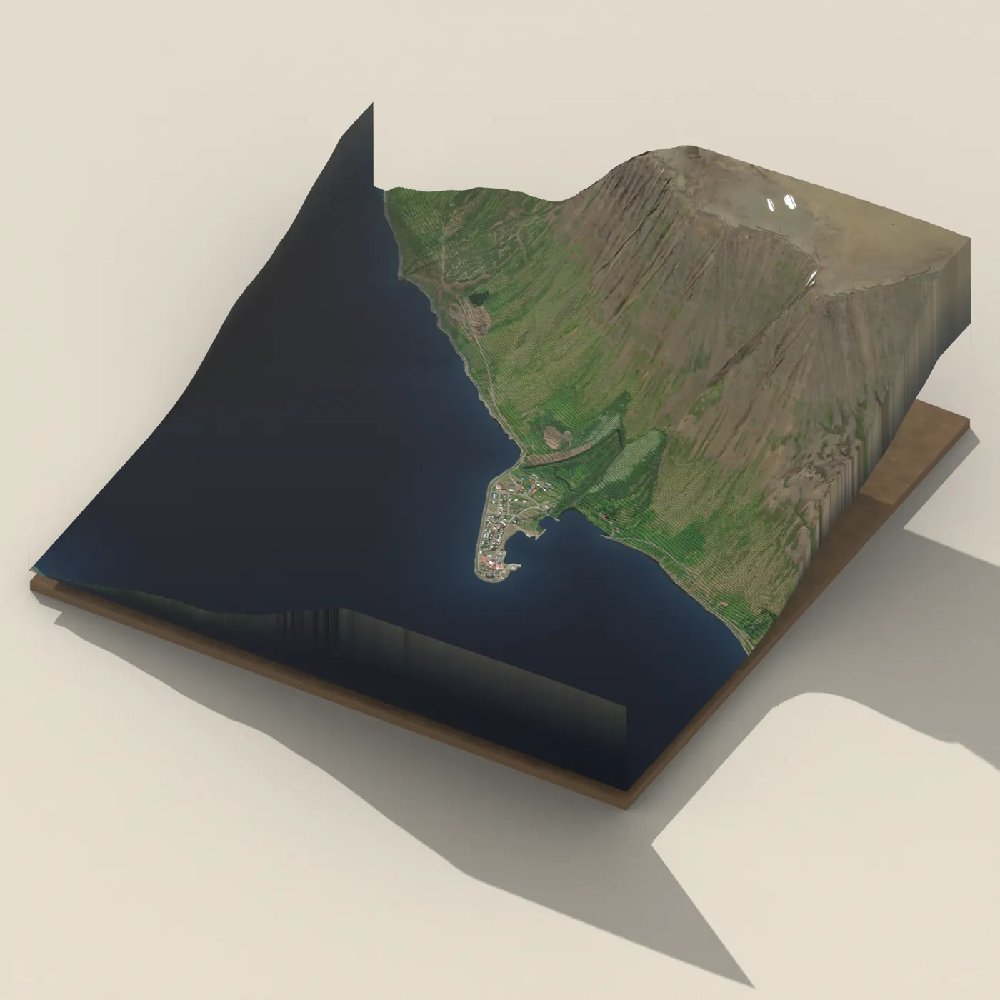 Flateyri 3D terrain render