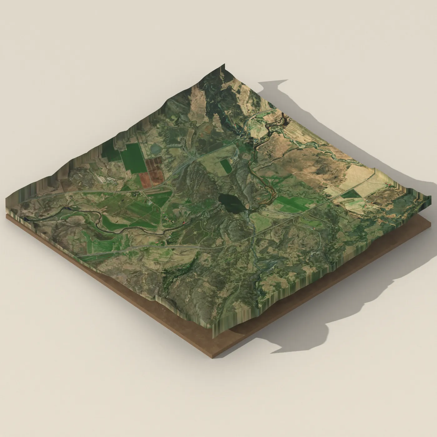 Andakílsárfossar 3D terrain render