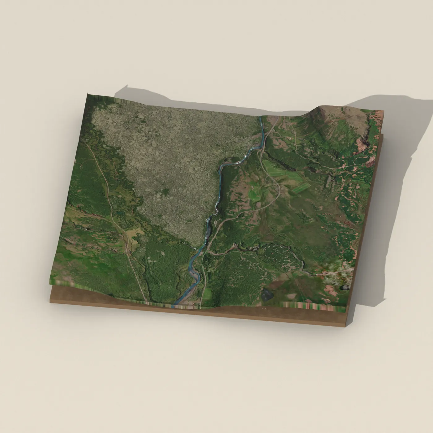 Barnafoss 3D terrain render