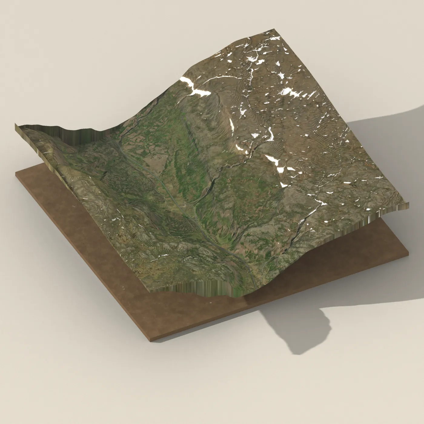 Drifandagil Waterfall 3D terrain render