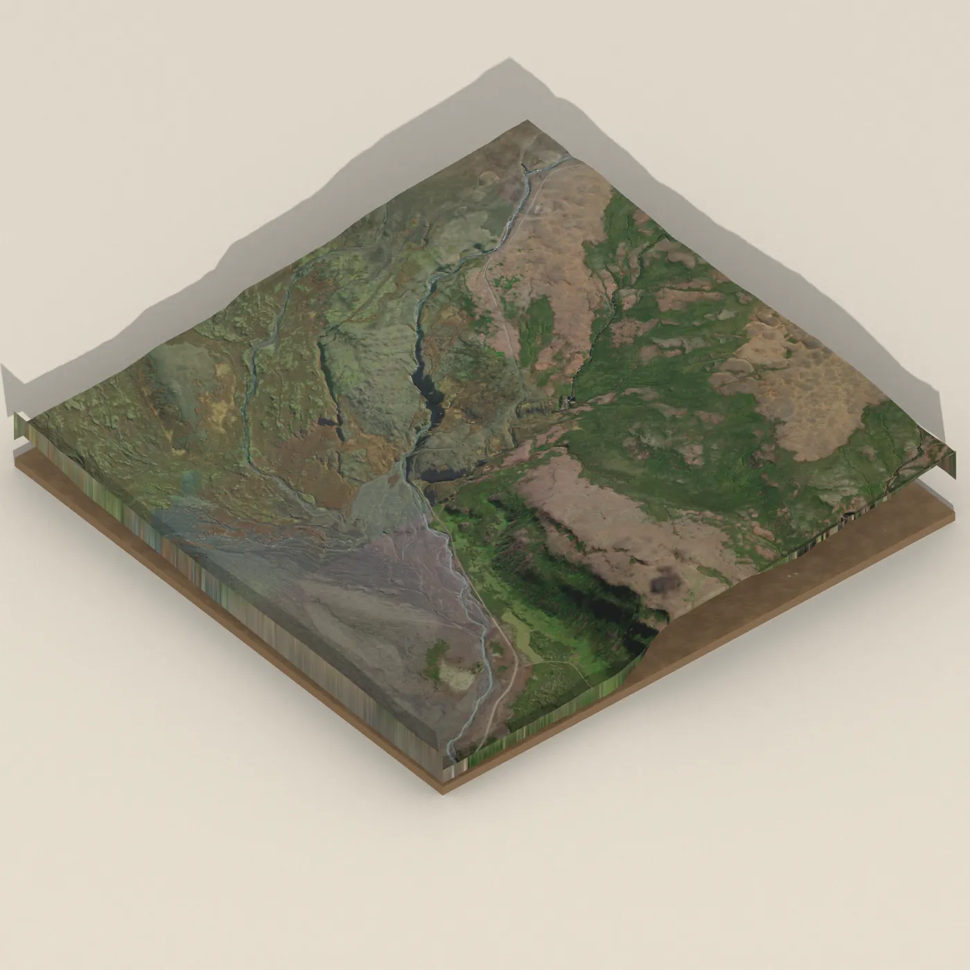 Lambárfoss 3D terrain render
