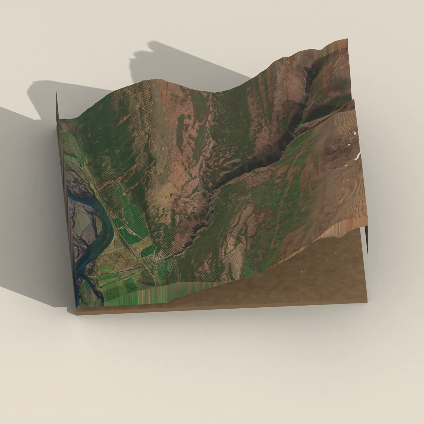 Landsendafoss 3D terrain render