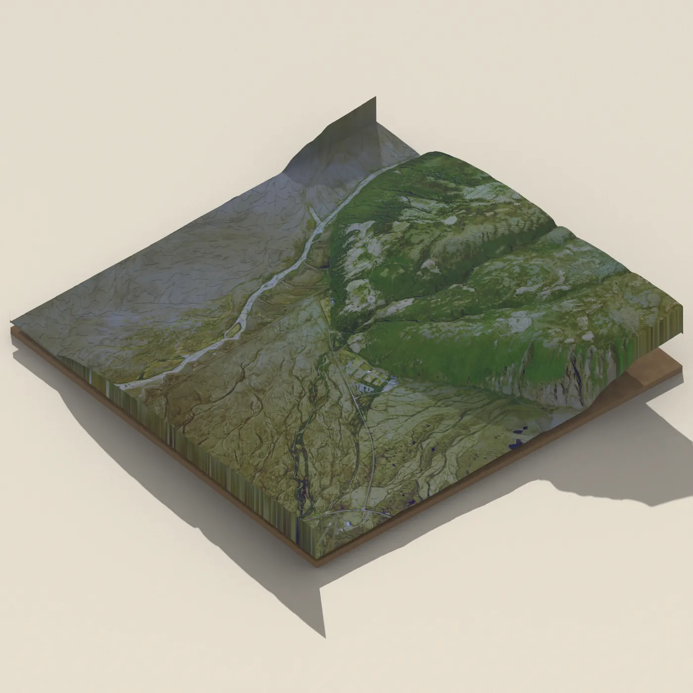 Nafnlausifoss 3D terrain render