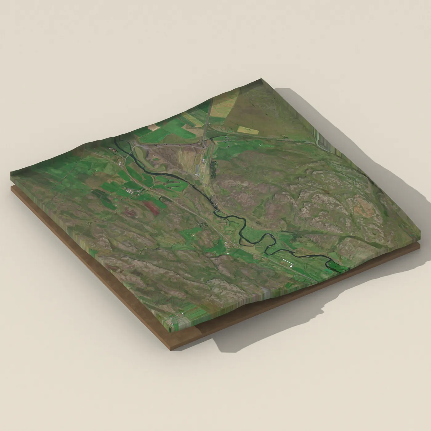 Reykjafoss 3D terrain render