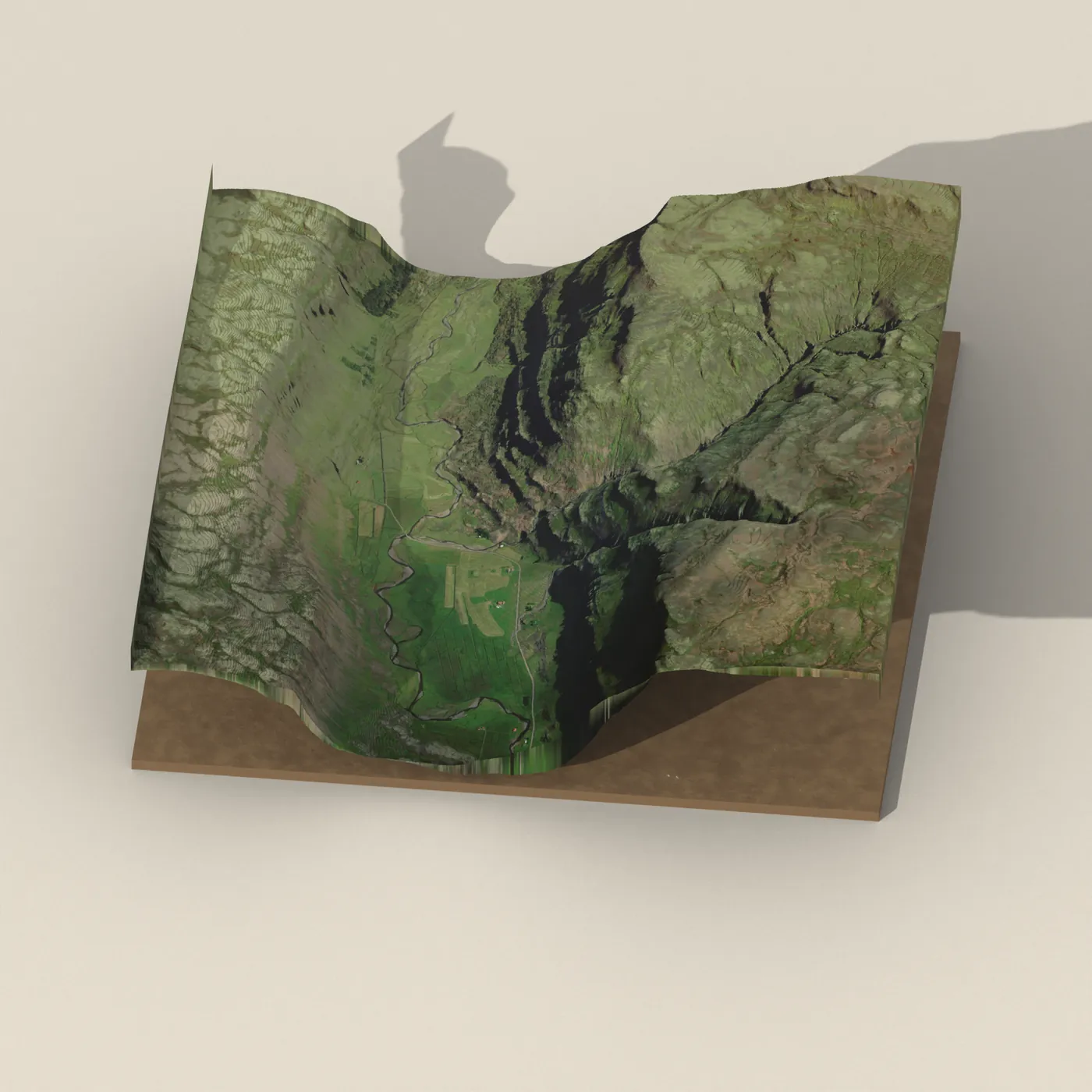 Þrándarstaðafossar 3D terrain render